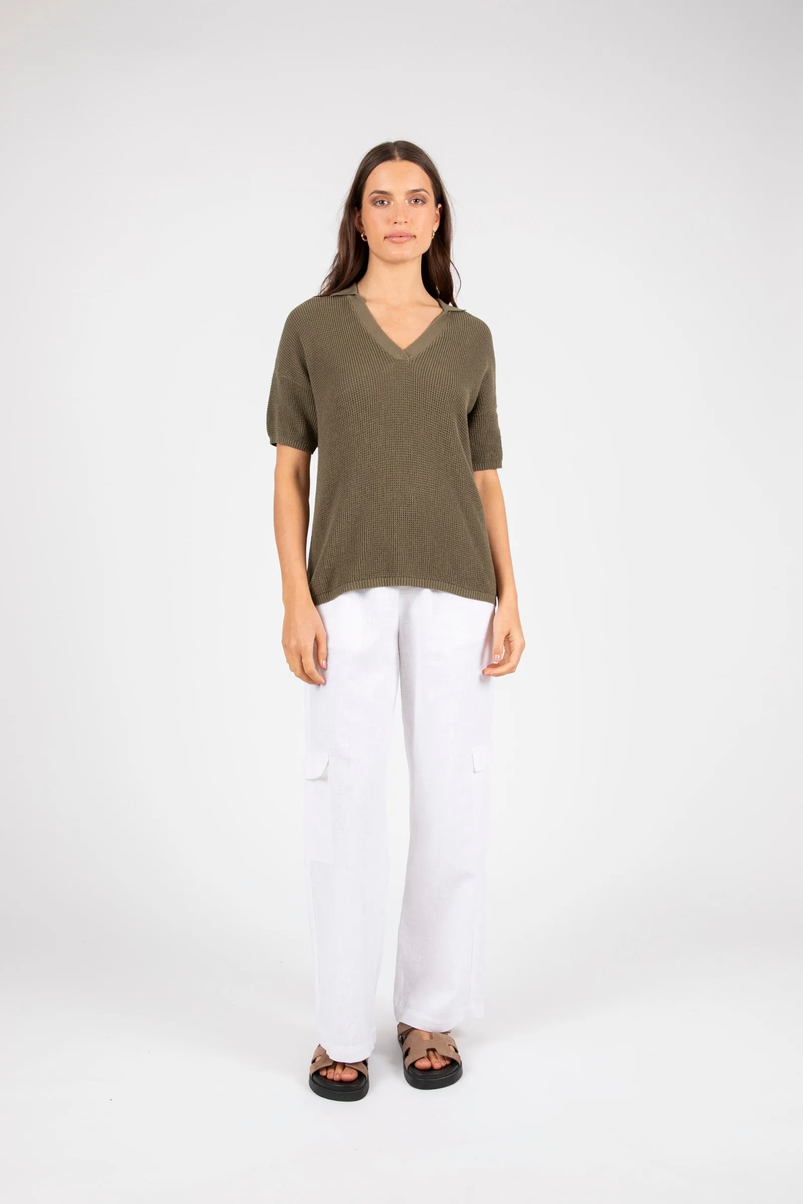 Villa Knit Polo - Olive