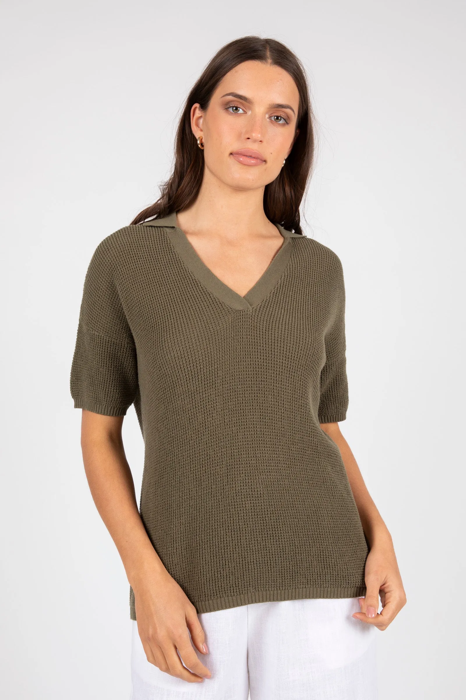 Villa Knit Polo - Olive