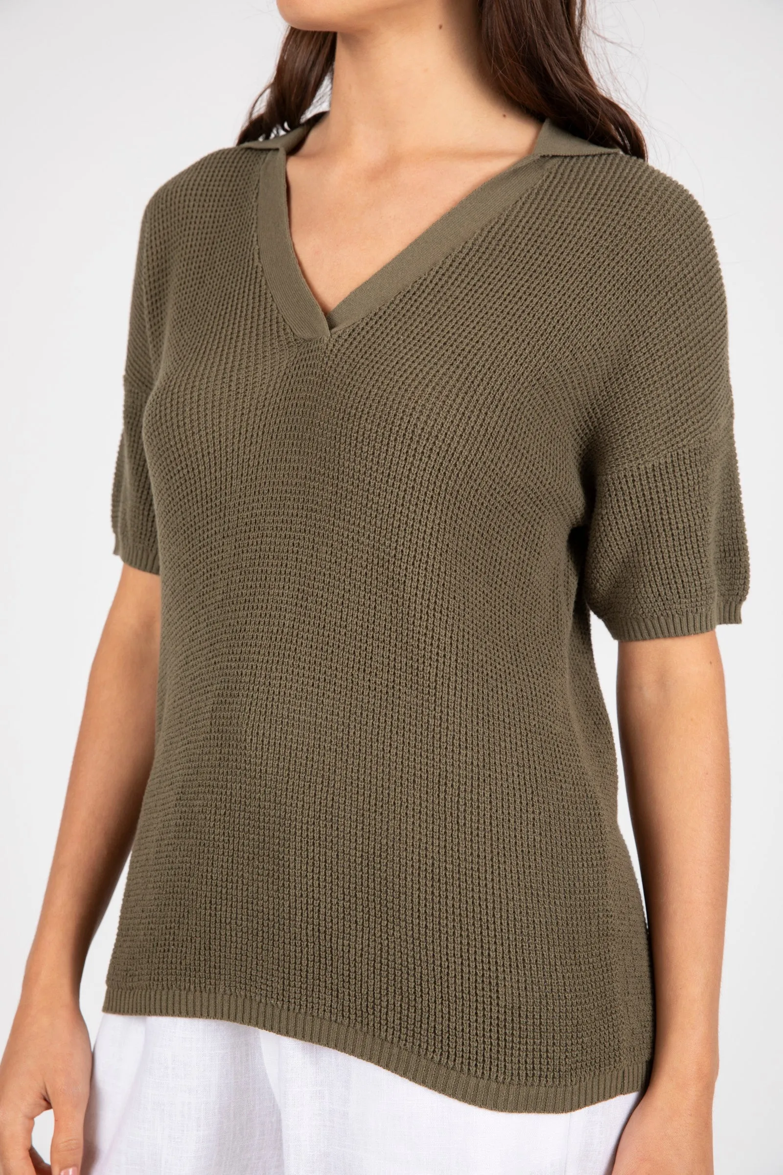 Villa Knit Polo - Olive