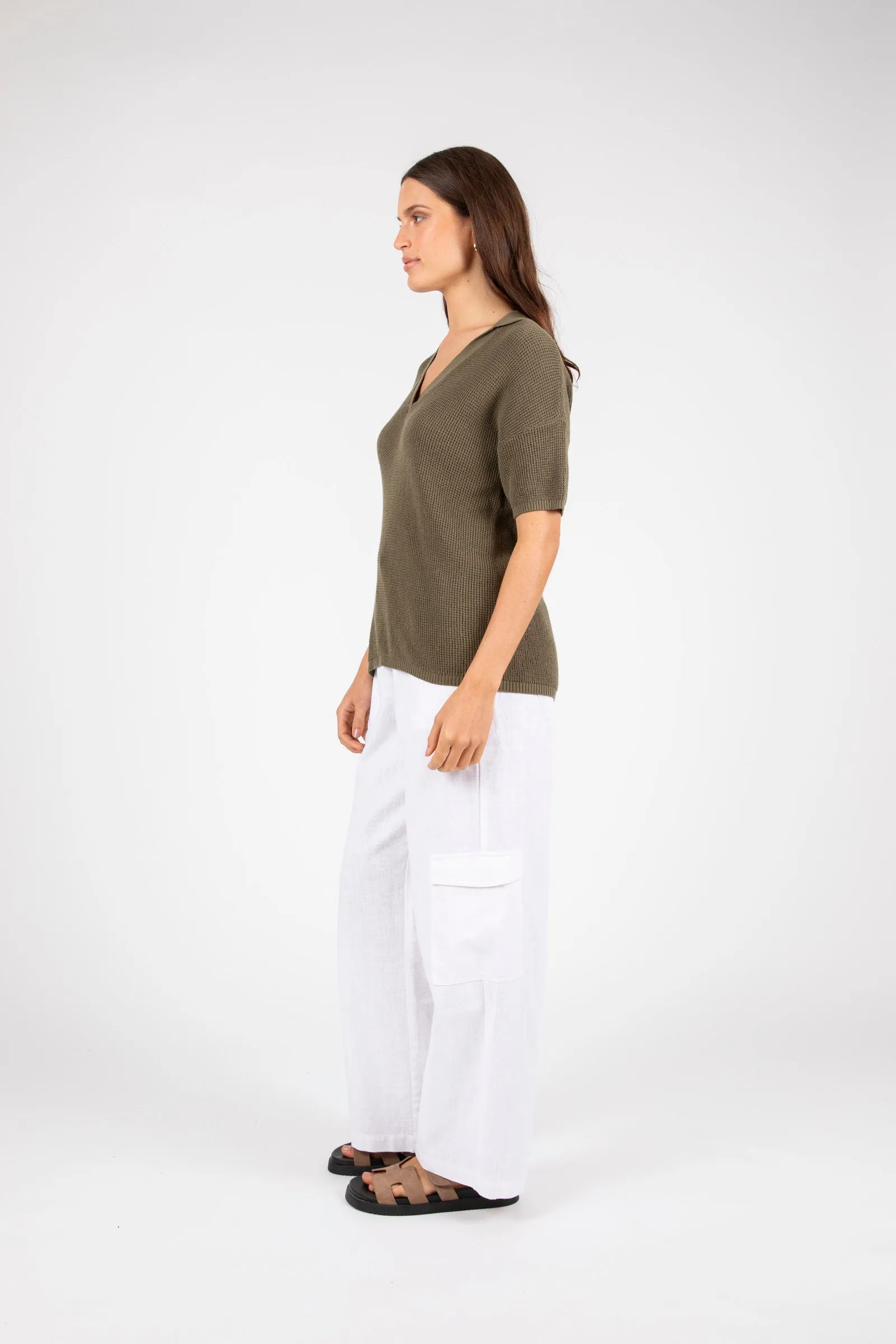 Villa Knit Polo - Olive