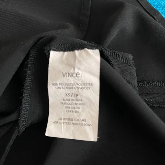 Vince Black Sheath Midi Dress w/ hidden buttons in the front. 2 side pockets XS