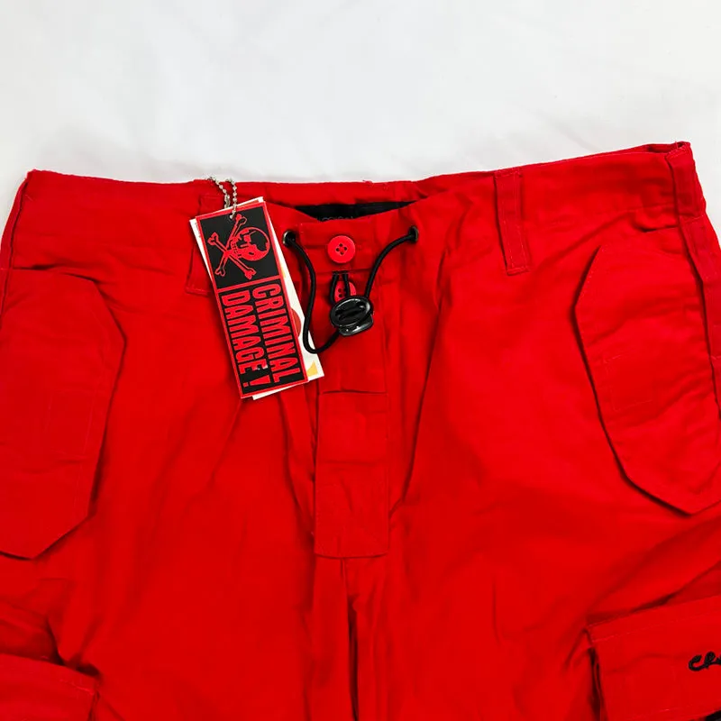 Vintage Criminal Damage Drome Cargo Shorts in Red