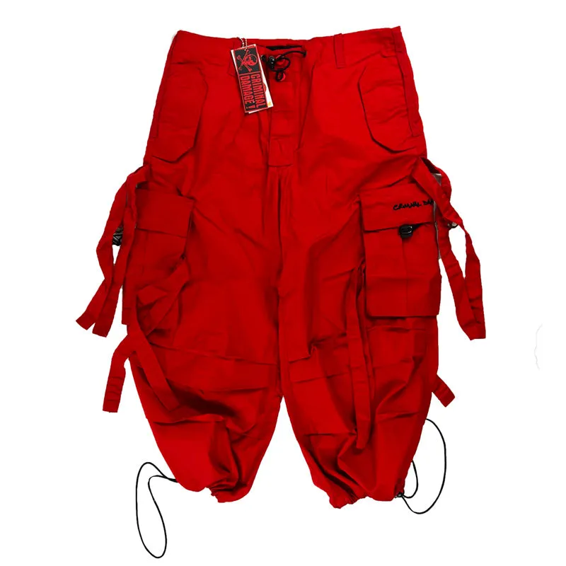 Vintage Criminal Damage Drome Cargo Shorts in Red