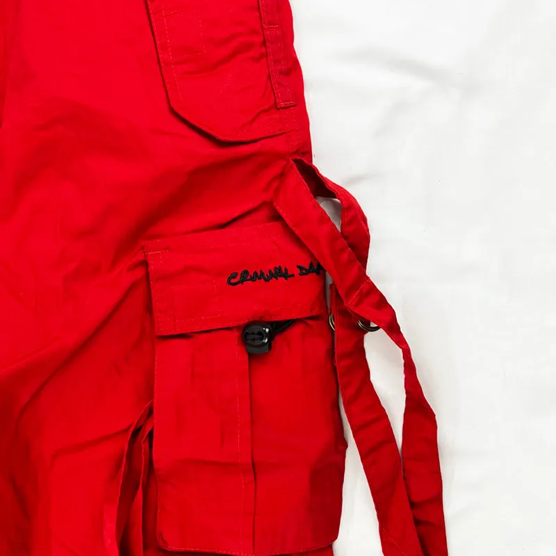 Vintage Criminal Damage Drome Cargo Shorts in Red