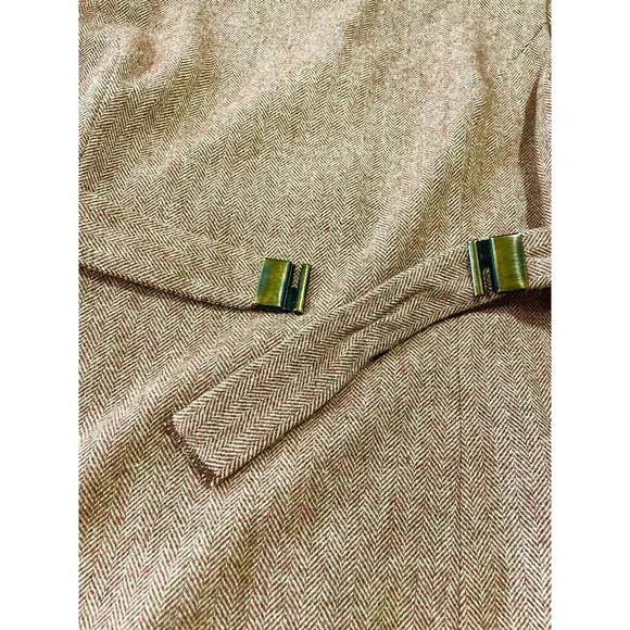 Vintage Pendleton Dress Wool Herringbone Belted Midi Sheath Sleeveless