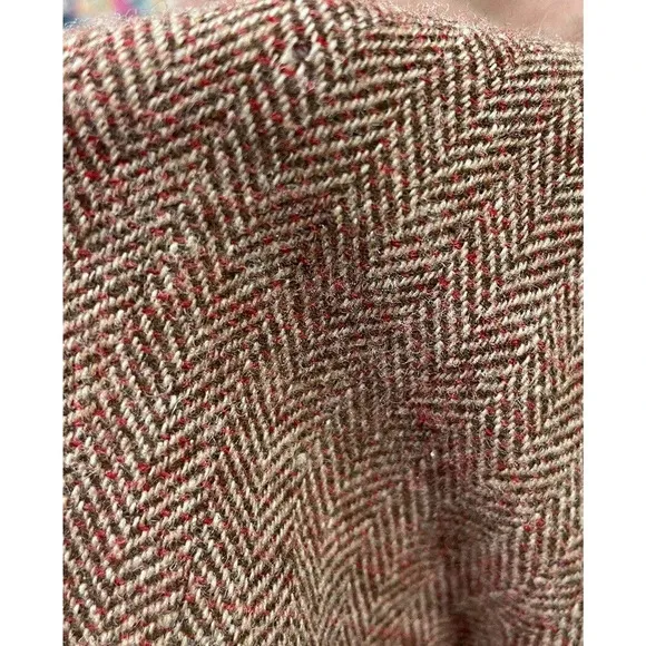 Vintage Pendleton Dress Wool Herringbone Belted Midi Sheath Sleeveless