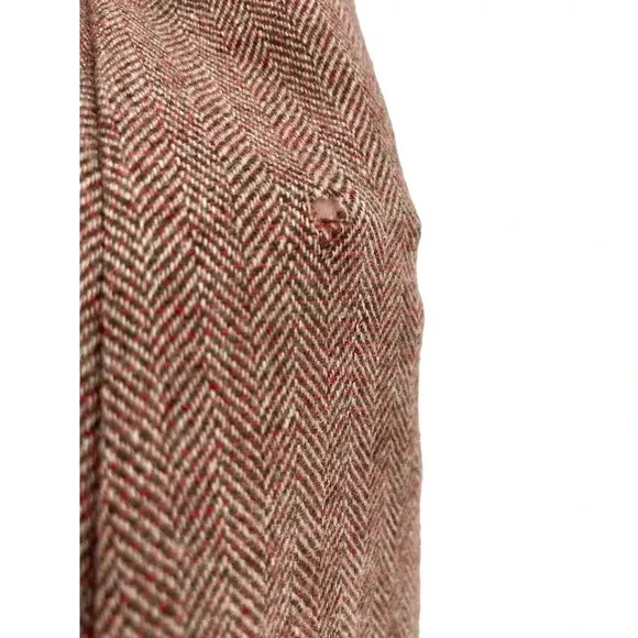 Vintage Pendleton Dress Wool Herringbone Belted Midi Sheath Sleeveless