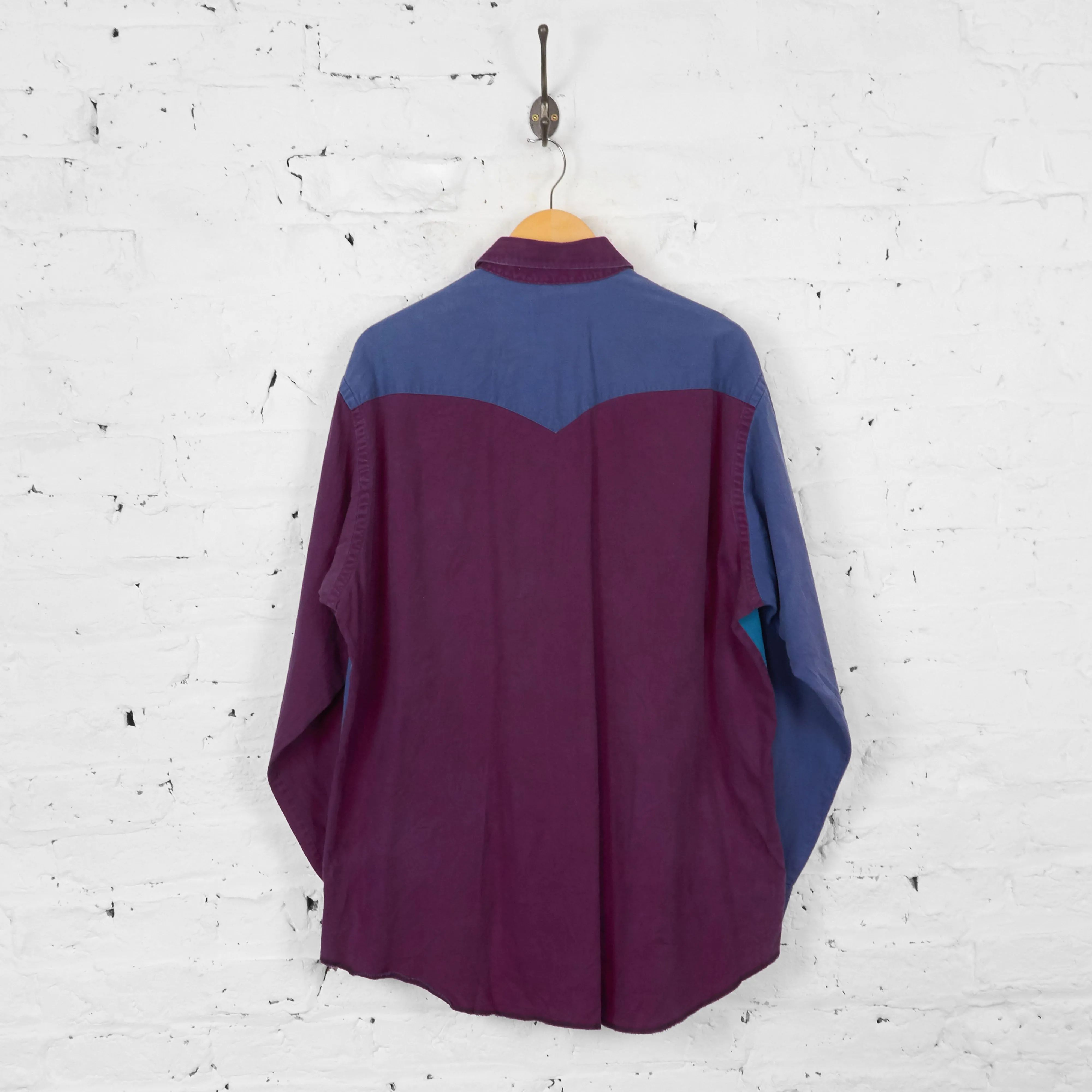 Vintage Wrangler Colourblock Shirt - Blue/Purple - XL