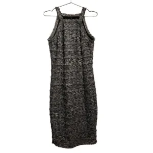 W by Worth Womens Black &amp; Silver Metallic Fringe Sheath Midi Cocktail Dress 4