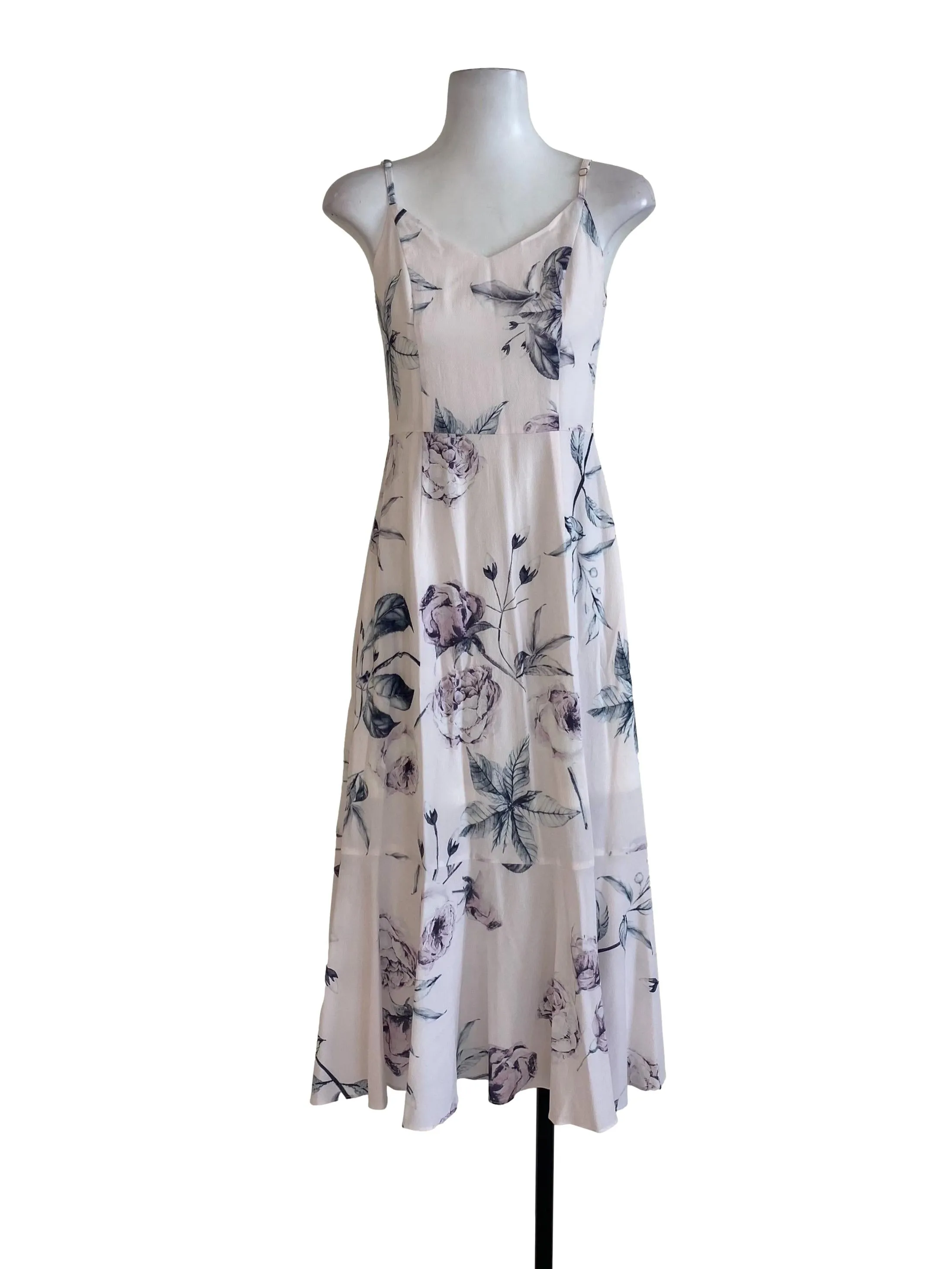 White Floral Sheath Ruffle Dress