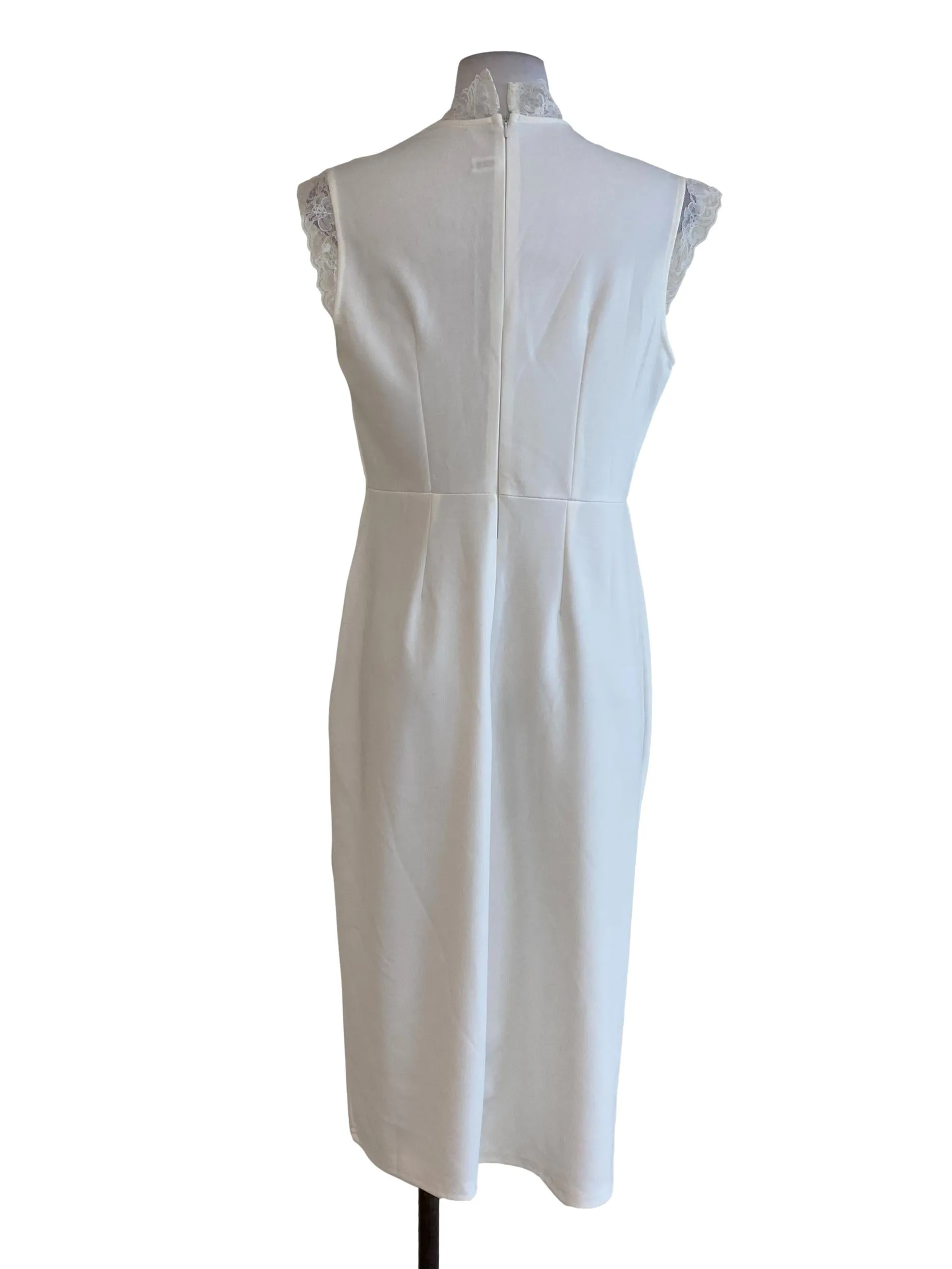 White V Neck Lace Sheath Dress