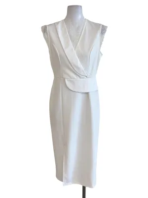 White V Neck Lace Sheath Dress