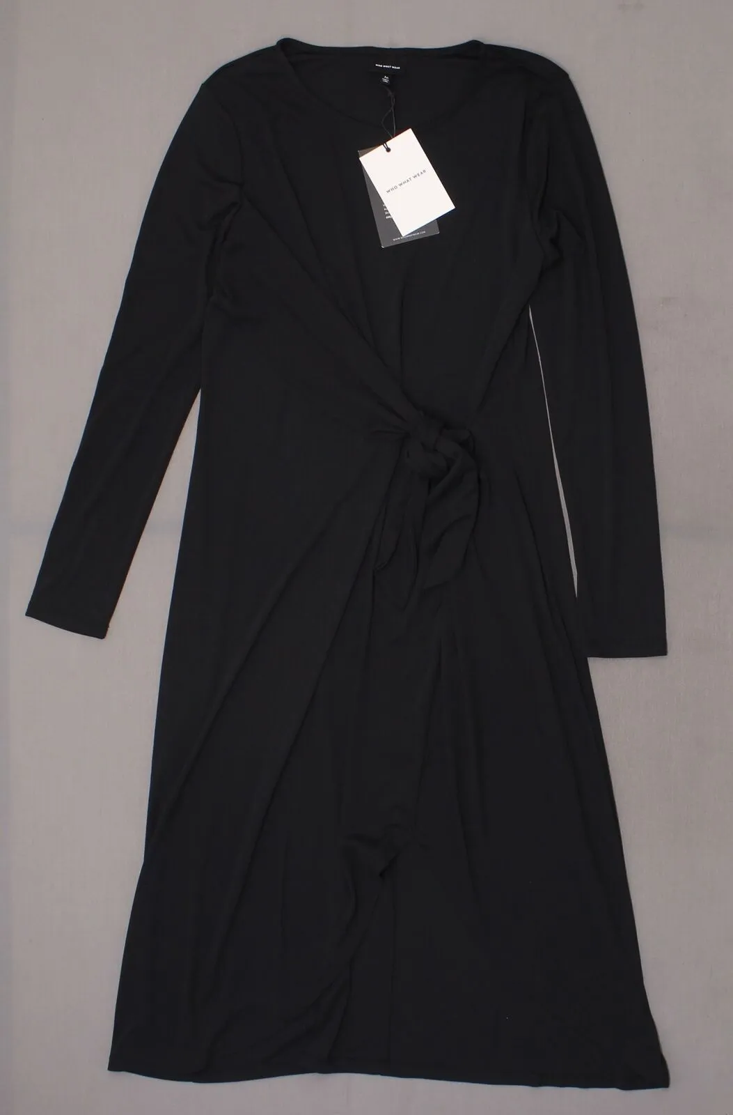 Who What Wear Women's Long Sleeve Wrap Tie Waist Scoop Knit Sheath Dress