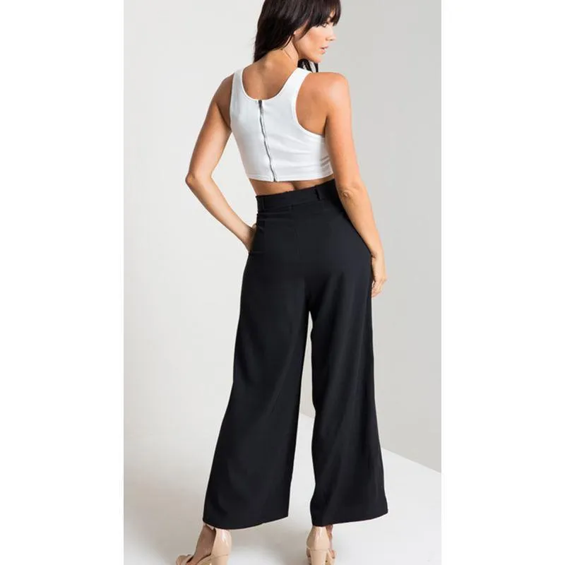 Wide-Leg Culotte Pants