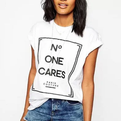 Women No One Cares Printed Tees