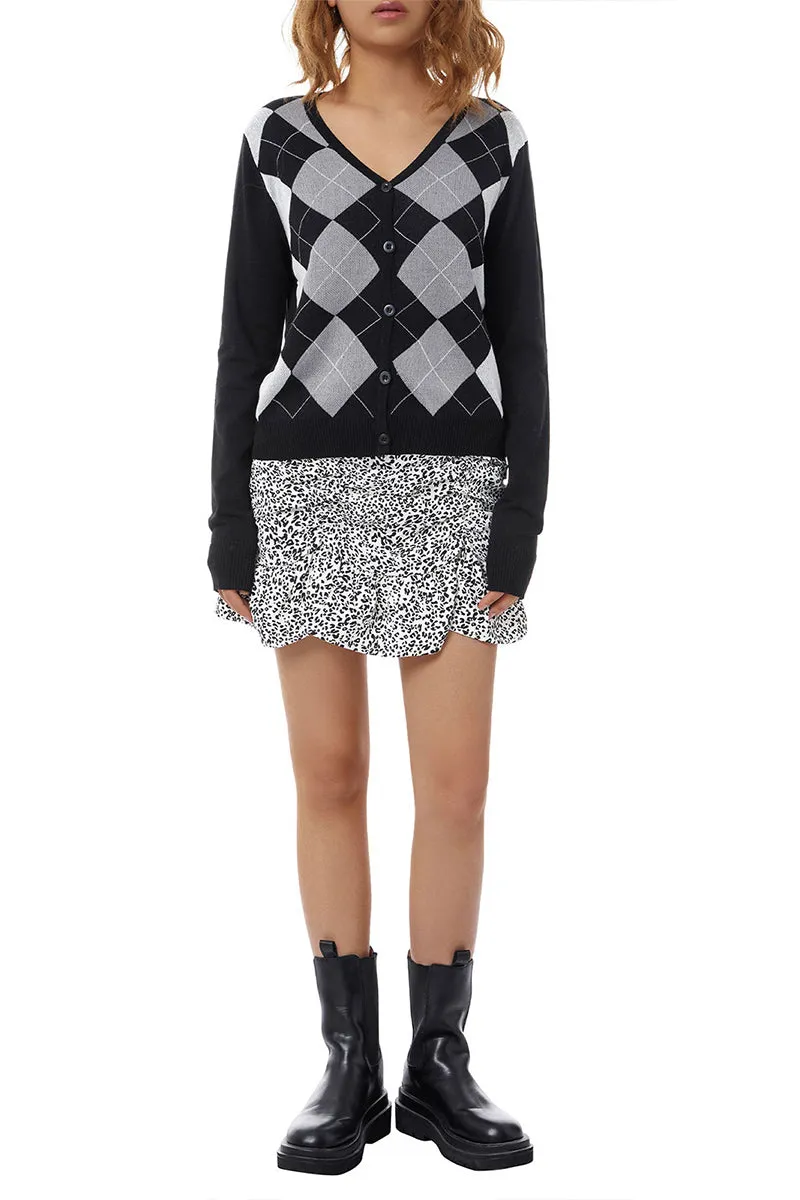 WR3359 Plaid Knitted Shirt Top Outerwear