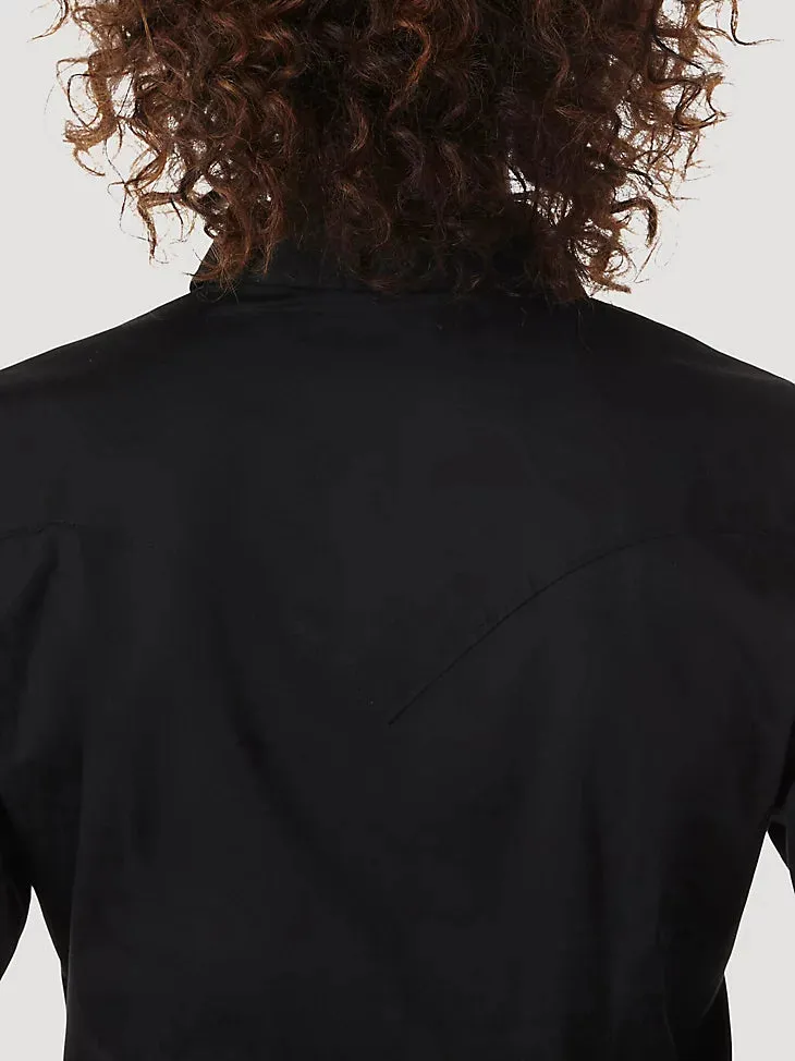 Wrangler Long Sleeve One Point Front & Back Black Button Up