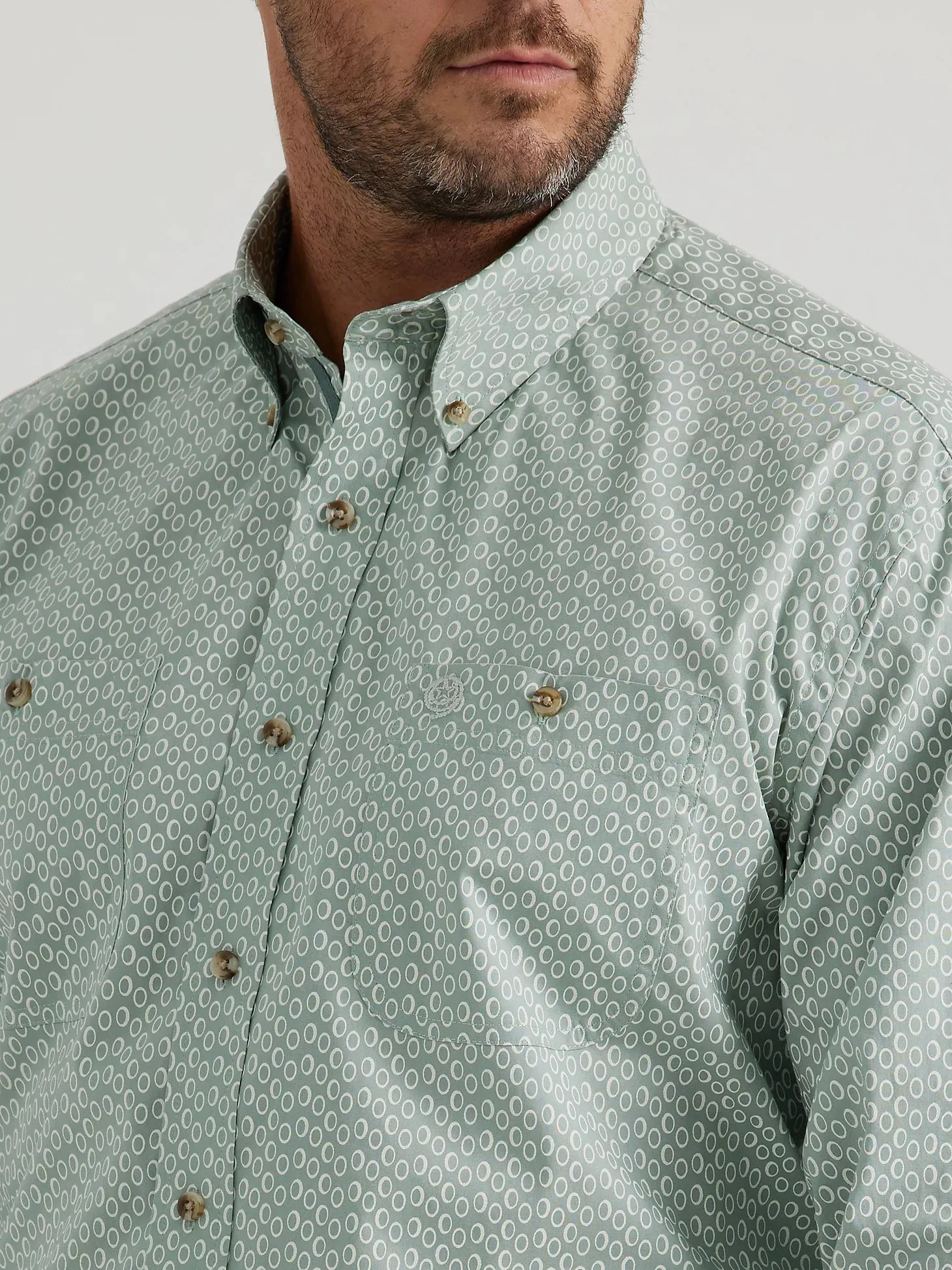 Wrangler Men's Long Sleeve Shirt -  George Strait Grey Smoke Mod