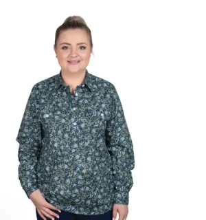 WWLS2523 Just Country Women's Georgie Workshirt-Ponderosa Pine Forget-Me-Not