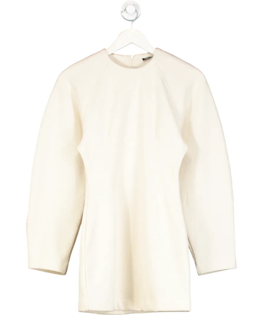 ZARA Cream Voluminous Sleeve Dress UK S